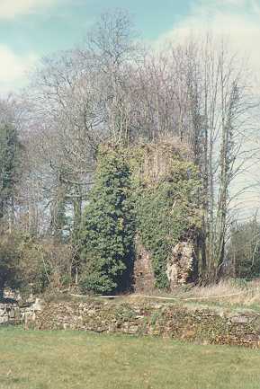 Bindon Abbey ruins, west wall of nave